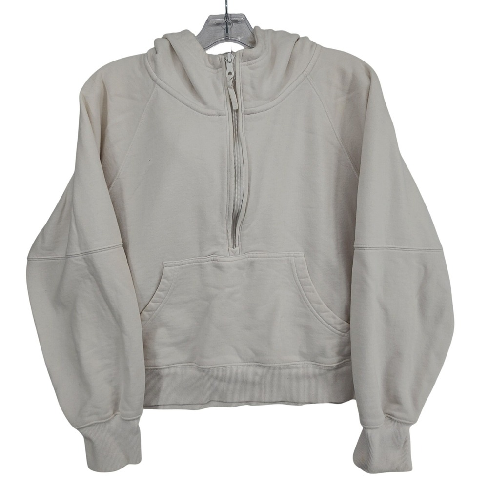 OFFLINE by Aerie Medium Cream Quarter Zip Hoodie Oversized Fleece Athleisure
